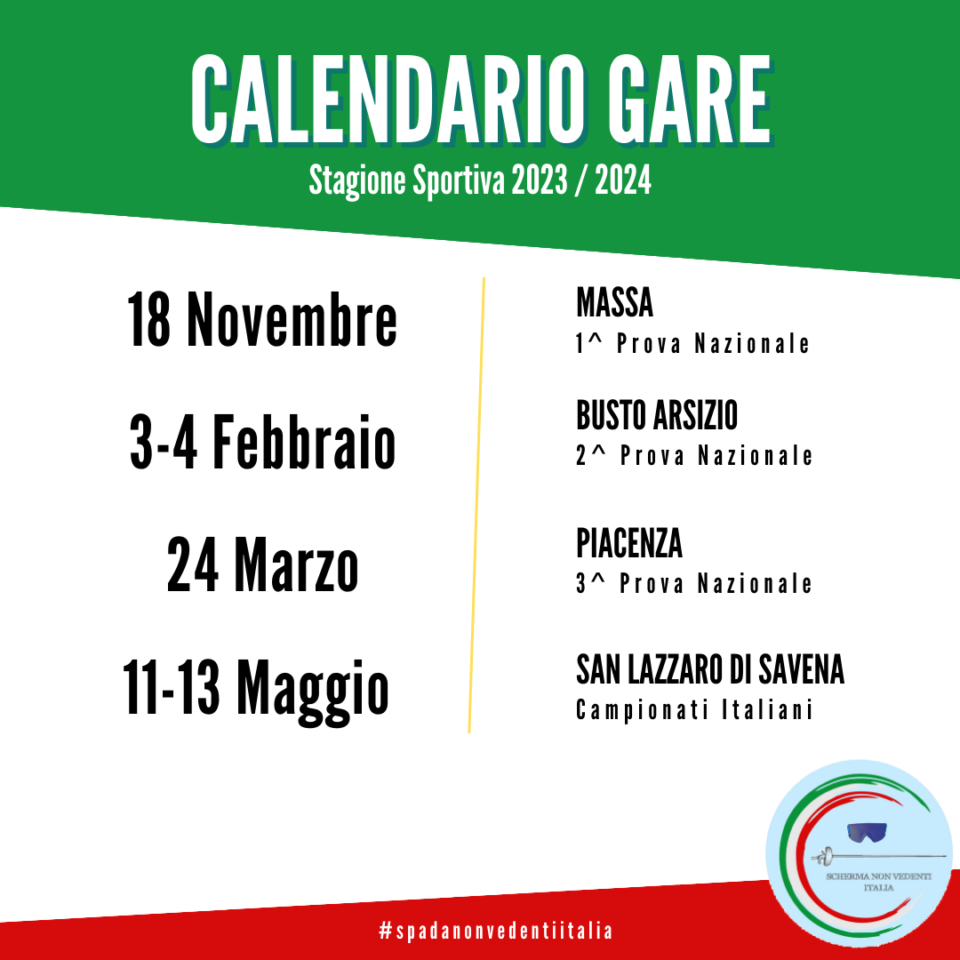 Calendario gare nazionali Federscherma